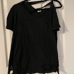 Distressed Black T Shirt